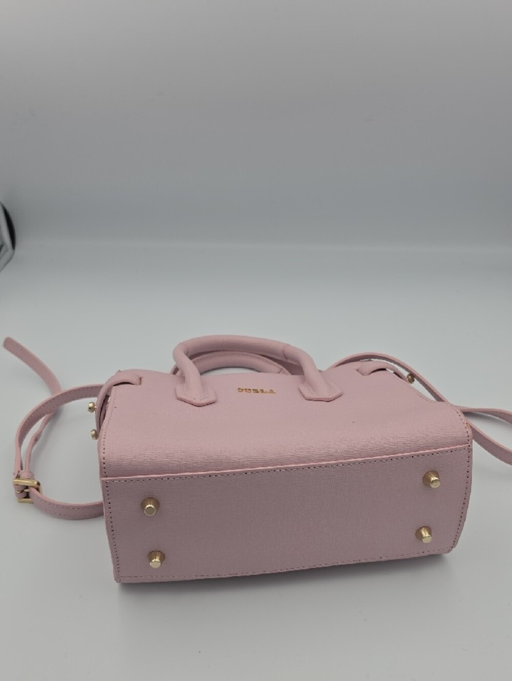 Furla Light Baby Pink Saffiano Small Satchel W Top Handles Gold Hardware (EUC)๐ - Picture 7 of 11